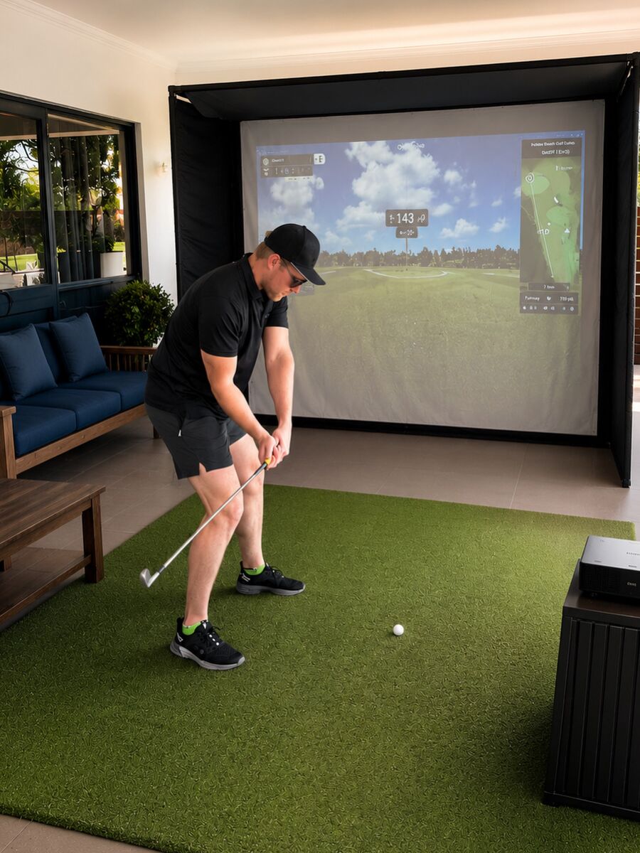 Golf simulator hire set up at a private party at a home in Pretoria